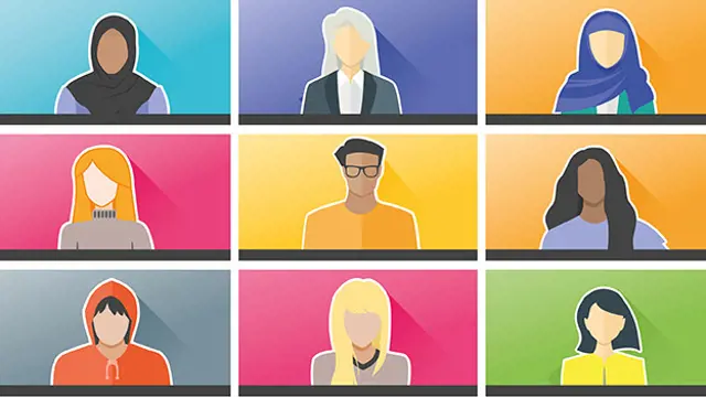 Colourful silhouettes of people