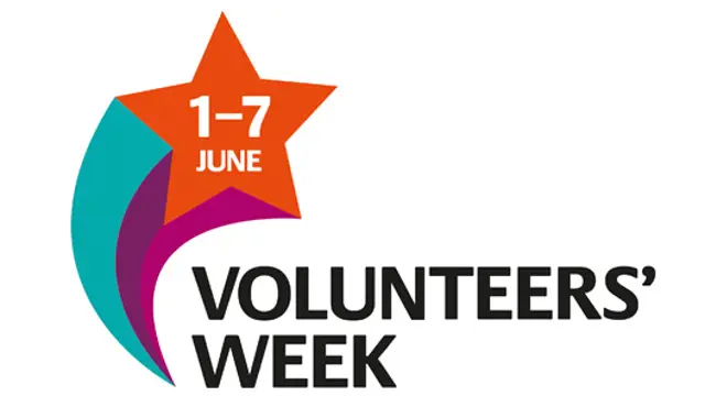 White background with black text saying volunteers' week