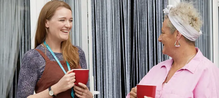 Two ladies with red cups