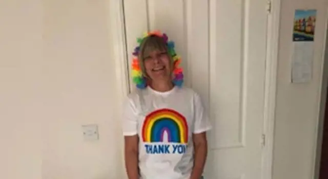 Lady with rainbow on tshirt