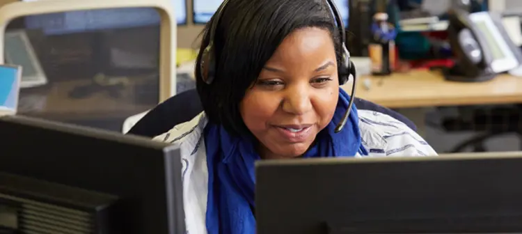 Woman at computer screen