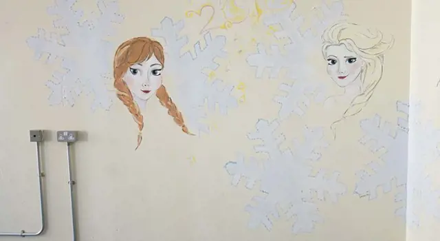 Painting of Frozen on a wall