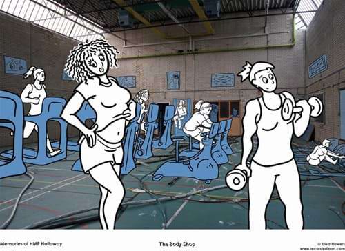 People in a gym print